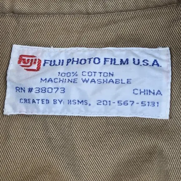 Vtg Fuji Photo Film USA Photographer Vest Multi Pocket Utility Khaki Camera XL - Picture 4 of 8